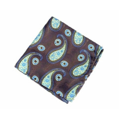 Lord R Colton Masterworks Pocket Square - Brown Lime Peacock Silk - $75 New