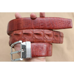 Luxury Red Brown Genuine Alligator Crocodile Belt Skin Leather Men's - W 1.5''