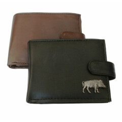 Wild Boar Leather Wallet BLACK or BROWN
