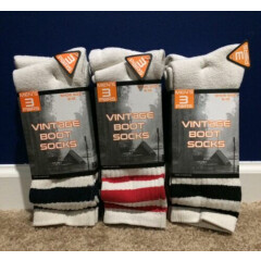 Men's Boot Socks by Grey Matter Concepts Apparel, 3 Pairs, Shoe Size 6-12, NWT