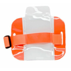 25 pcs Reflective Orange Arm Band Photo ID Badge Holder Vertical w/ Elastic Band