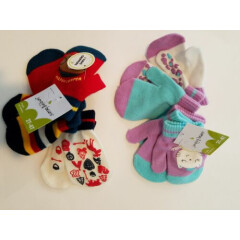 Toddler Boys Girls Jumping Beans Brand 3 Pair Mittens Various Colors Size 2T-4T