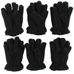 Toddler / Kids Soft And Warm Fleece Lined Gloves 6-Pack (Black 24-36M)