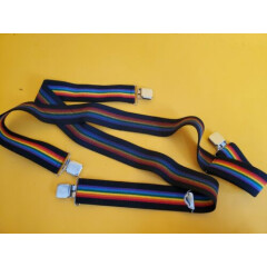 Welch multicolor clip on suspenders ONE SIZE 2 inch straps adjustable work PRIDE