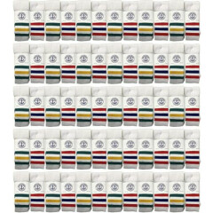 60 PK School Striped Cotton Tube Socks Wholesale Bulk Sport Socks (Mens (10-13)