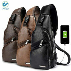 Deago Leather Sling Bag for Men & Women - Chest Shoulder Bag 