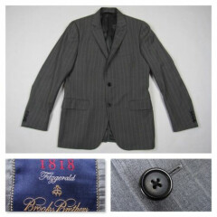 Brooks Brothers Fitzgerald Mens Pinstripe Wool Blazer Jacket Coat Gray Italy 39R