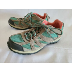 COLUMBIA Little Girls Teal Green Taupe Gray Lace Up Sneakers Size 2 SUPER COND.!