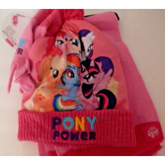 My Little Pony Girls 3 Piece Hat Scarf & Gloves Pink One Size fit 4 - 12 NWT