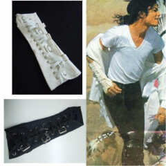 MJ Michael Jackson Punk Armbrace BAD Jam Black White Cotton Glove Arm Brace Prop