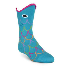 Kid's Wide Mouth Fish Crew Socks-Colorful Turquoise Fish-Add Fun To Any Outfit!