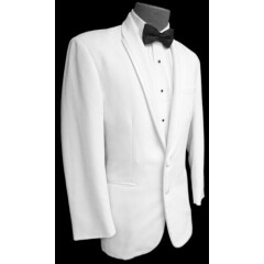 Men's White La Strada Tuxedo Jacket with Satin Trimmed Lapels Modern Fit 37R