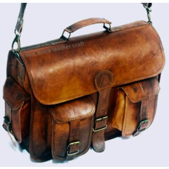 Men's Genuine Leather Handmade Attache Shoulder Satchel Laptop Messenger Bag