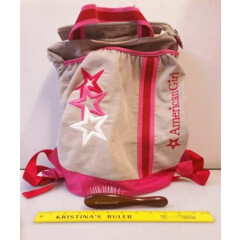 American Girl Child's Curdoroy back pack Purse Bag Pink Stars Embroidered Brush 
