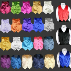 23 color Satin Vest Only Boy Kid Teen Young Men for Formal Tuxedo Suit 8-28