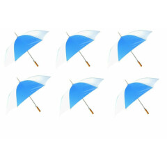 48 Inch Auto Open Blue / White Umbrella, 6 Pack