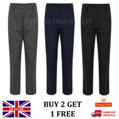 Girls School Trousers Black Grey Navy Straight Leg Plus Fit, Longer Leg Uniform