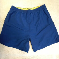 Sand N Sun Men's Sz XL 40-42 Blue With Yellow Swim Suit Trunks Drawstring Waist