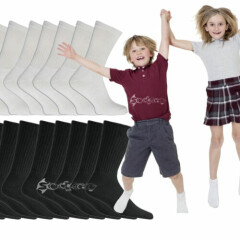 6 or 12 Pairs Kids Cotton Rich School Sport Socks Boys Girls Back to School