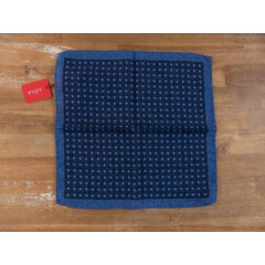ALTEA Milano blue polka dots motif wool silk mix pocket square authentic - NWT