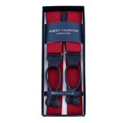 NWT ALBERT THURSTON braces suspenders red elastic luxury handmade England L