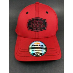 Golf Hat ~ Pukka Be Original S/M Fitted Baseball Cap ~ Red ~ Valparaiso CC IN