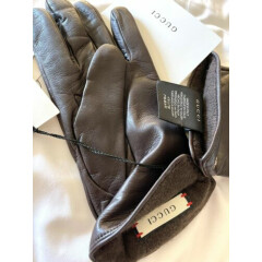 100% AUTH NWT $809 Gucci Mens Leather Gloves Bee Size 8.5