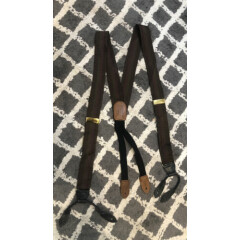COLE HAAN suspenders in brown/green/ lines pre-owned used Black Leather