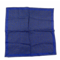 Cesare Attolini Blue Purple Linen Pocket Square Paisley Print NWOT