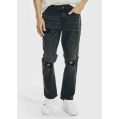 New Nautica Mens Nautica Jeans Co Distressed Straight Fit Black Denim Size 36X32