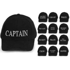 Captain Baseball Cap Embroidered Cotton Mens Women Various logos black white
