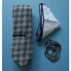 Harrison Blake Blue Block Tie + Pocket Square + Tie Bar + Tropicalia Bracelet 