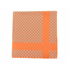 Cesare Attolini Orange Geometric Print Silk Pocket Square Handmade In Italy
