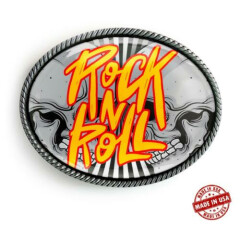 Rock n Roll Belt Buckle - Heavy Metal Skulls Handmade Artisan Buckle - 424