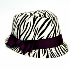 Girl's Fedora Hat Zebra Print Purple Bow by The Children's Place - Size M 7-8