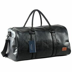 Weekender Oversized Travel Duffel Bag With Shoe Pouch Leather Carry On Bag 