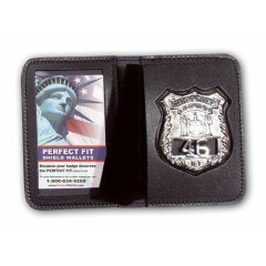 Duty Leather book Style Badge and I D case fits small 7pt. star, 2.15"x2.15"