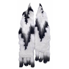 Northstar Women's Knitted Rex Rabbit Scarf With Tassels, White/Grey/Black. SC-03