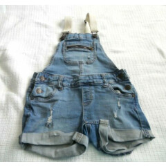 JUSTICE GIRLS SHORTALL BIB OVERALL DISTRESSED SHORTS ~SIZE 8