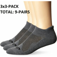 3-Packs of 3 - Asics Cushion Low Cut Athletics Socks UNISEX - Total 9 Pairs Gray