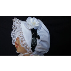 Baby Toddler Girls Prairie Style White Rose Bonnet /Sun Hat 3-12M 1-3 years