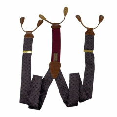  TRAFALGAR Men's Silk Leather Geometric Braces Suspenders