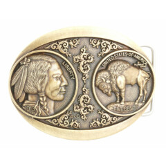 5 Cents Buffalo Indian Nickel Western Bronze Plated Metal Belt Buckle