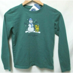 Life Is Good Boys T-Shirt Top Christmas Snowman long sleeve NEW NWT Medium 7-8