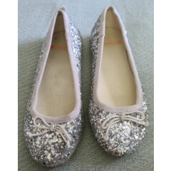 Crewcuts Youth Girls Silver Sparkle Ballet Flats Size 11