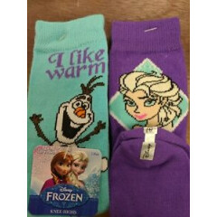 Disney Girls' Frozen 2 Pack Knee Socks Elsa Olaf FREE SHIPPING sock size 5-6.5