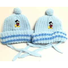 Twin Vintage Walt Disney Productions Mickey Mouse Knit Beanie Toddler Baby Hats