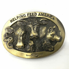 VTG Kent Feeds Helping Feed America Belt Buckle Lewis Buckles Animal Farmer
