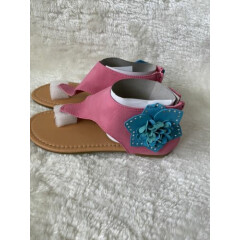 I Love Yo Kids Pink Sandal with Flower & Zippers - size 4