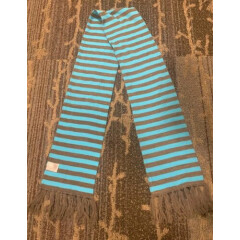 Girls M 8/10 60” X 6” Blue & Brown Striped Scarf Super Soft
